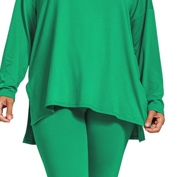 V‑Neck Long‑Sleeve Loungewear Leggings Set – Buttery Soft Brushed DTY Microfiber - Picture 7 of 7